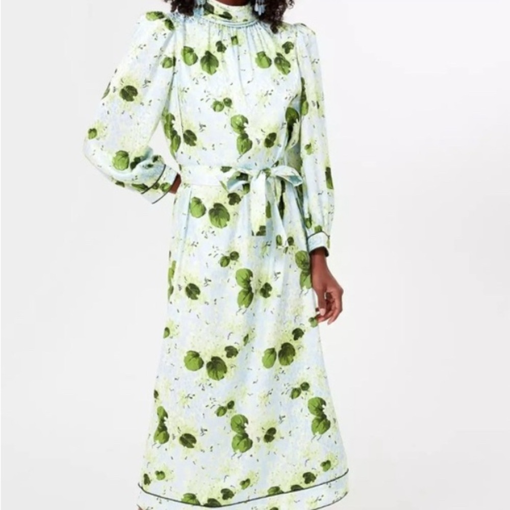 Tuckernuck Green and White Bishop Sleeve Sundress
